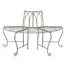 Half-Circle Outdoor Patio Garden Wrought Iron Tree Bench in Antique Green