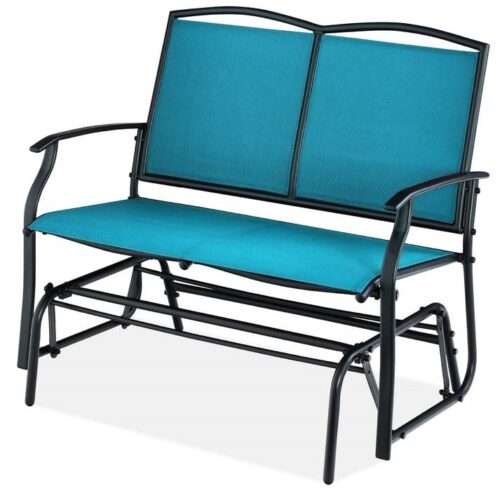 2 Seat Mesh Patio Loveseat Swing Glider Rocker with Armrests in Blue 2 Seat Mesh Patio Loveseat Swing Glider Rocker with Armrests in Blue