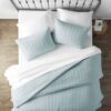 3 Piece Microfiber Farmhouse Coverlet Bedspread Set Light Blue, Full/Queen