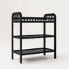 Baby Changing Table in Black Wood Finish with Safety Rail and Changing Pad