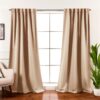 52 x 84 inch Solid Beige Cream Thermal Blackout Curtain Panels – Set of 2
