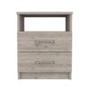 Modern 2-Drawer Nightstand with Open Shelf in Beige Wood Finish