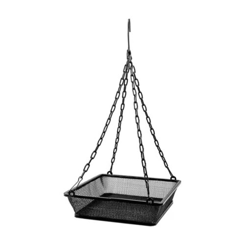 Heavy Duty Black Iron Mesh Bird Feeder Seed Tray with Easy to Hang Chain Heavy Duty Black Iron Mesh Bird Feeder Seed Tray with Easy to Hang Chain