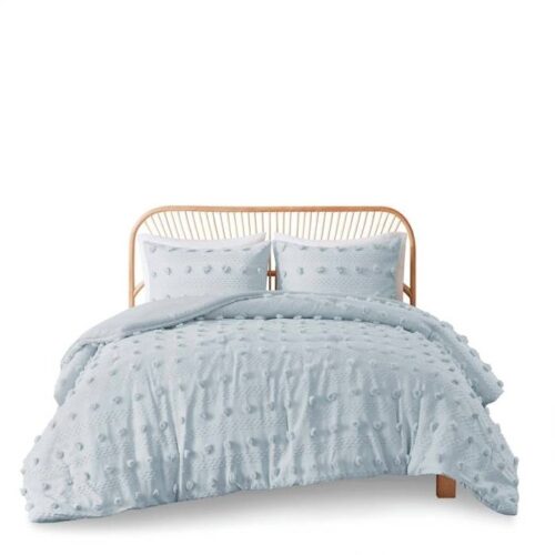 King/Cal King 3-Piece Blue Pompom Microfiber Hypoallergenic Comforter Set King/Cal King 3-Piece Blue Pompom Microfiber Hypoallergenic Comforter Set