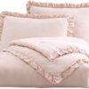 Full Size Pink Stone Washed Ruffled Edge Microfiber Comforter Set