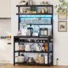 Black Modern Industrial Kitchen Baker’s Rack with Multi-Color LED Lights