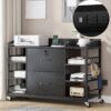 Black Printer Stand Bookcase Power Station Mobile Office File Cabinet