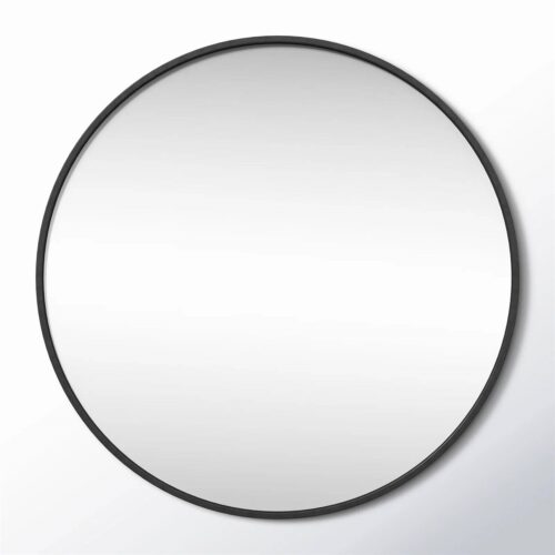 Round 18-inch Wall Mirror in Black – Living Room Bedroom Accent Bathroom Mirror