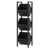 Black Industrial Farmhouse 3 Bin 36 Bottle Wine Rack Storage Display Shelf