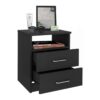 Modern 2-Drawer Nightstand End Table with Open Shelf in Black Wood Finish