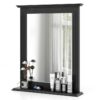 Black Rectangular 27 x 22.5 inch Wall-Mounted Bathroom Mirror with Storage Shelf