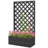 Outdoor Black Wooden Raised Garden Bed Planter Box with Lattice Trellis