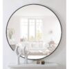 Round 39-inch Wall Mirror in Black – Living Room Bedroom Accent Bathroom Mirror
