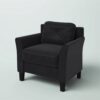 Black Microfiber Upholstered Armchair Flared Arm Chair with Tufted Back Cushion