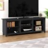 Farmhouse TV Stand in Black Wood Finish – for TVs up to 70-inch