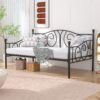 Twin size Victorian Black Metal Daybed Frame – 350 lbs. Weight Capacity