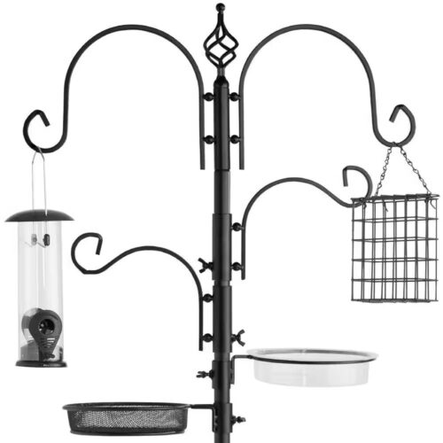 Complete Bird Feeder Set with Black Metal Stand and Bird Feeders Complete Bird Feeder Set with Black Metal Stand and Bird Feeders