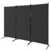 6-Ft Black 3-Panel Room Divider Screen with Steel Base and Heavy Duty Hinges