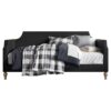 Twin size Black Polyester Fabric Upholstered Daybed with Nailhead Trim