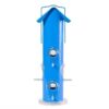 Outdoor Patio Garden 6-Perch Metal Tube Bird Feeder in Blue