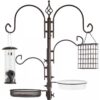 Complete Bird Feeder Set with Bronze Metal Stand Suet Water Bowl Tube and Tray