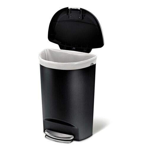 Black 13-Gallon Kitchen Trash Can with Foot Pedal Step Lid Black 13-Gallon Kitchen Trash Can with Foot Pedal Step Lid