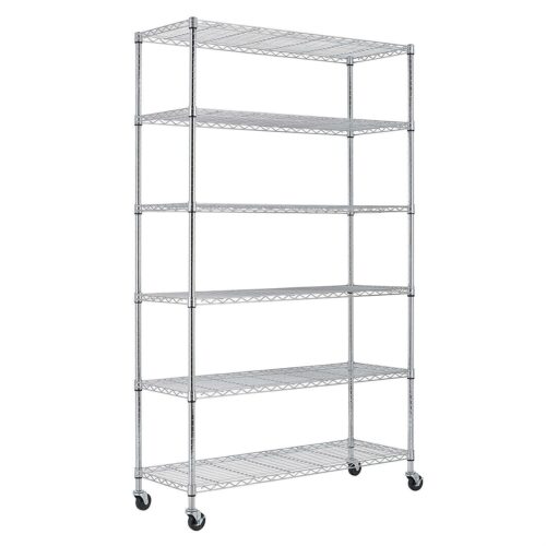 Heavy Duty 6-Shelf Metal Storage Rack Shelving Unit with Casters Heavy Duty 6-Shelf Metal Storage Rack Shelving Unit with Casters