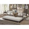 Twin size Rounded Iron Daybed with Roll Out Trundle Bed Frame in Copper Brown