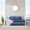 4 Piece Coastal Blue Navy White Stripes Cotton Daybed Cover Bedding Set