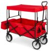 Collapsible Utility Wagon Cart Indoor/Outdoor with Canopy – Red