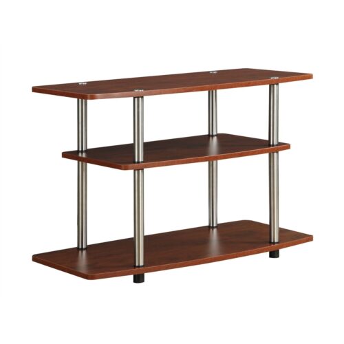 Modern Wood and Metal TV Stand in Cherry Brown Finish Modern Wood and Metal TV Stand in Cherry Brown Finish