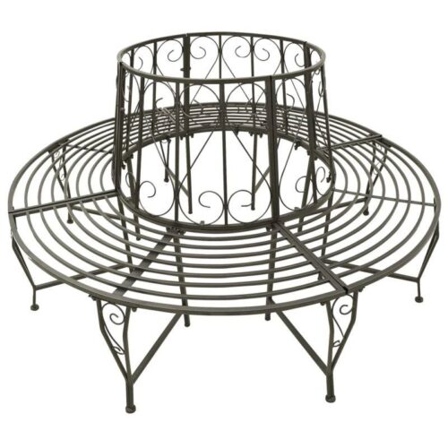 Roundabout Circular Outdoor Garden Tree Bench in Heavy Duty Grey Steel Roundabout Circular Outdoor Garden Tree Bench in Heavy Duty Grey Steel