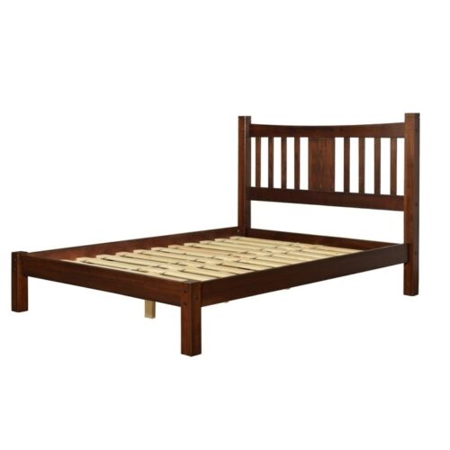 Queen size Solid Pine Wood Platform Bed Frame with Headboard in Cherry Queen size Solid Pine Wood Platform Bed Frame with Headboard in Cherry