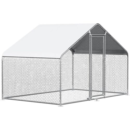 9.8 Ft x 6.5 Ft. Large Metal Outdoor Walk-in Chicken Coop with Waterproof Cover 9.8 Ft x 6.5 Ft. Large Metal Outdoor Walk-in Chicken Coop with Waterproof Cover