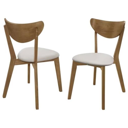 Set of 2 – Mid-Century Modern Wood Dining Chair with Faux Leather Seat