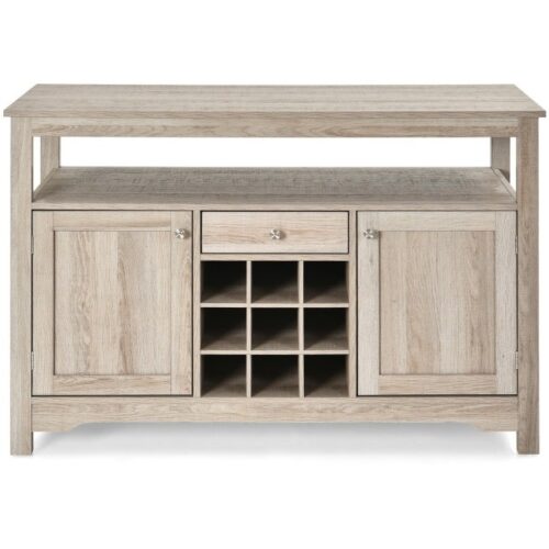 Gray Oak Buffet Server 9 Bottle Wine Cabinet Console Gray Oak Buffet Server 9 Bottle Wine Cabinet Console