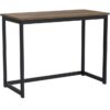 Small Home Office Modern Laptop Computer Desk Table Metal Frame Brown Wood Top