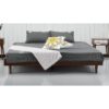 King size Mid-Century Modern Platform Bed Frame in Dark Brown Wood Finish