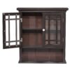 Dark Espresso 2-Door Bathroom Wall Cabinet with Open Shelf