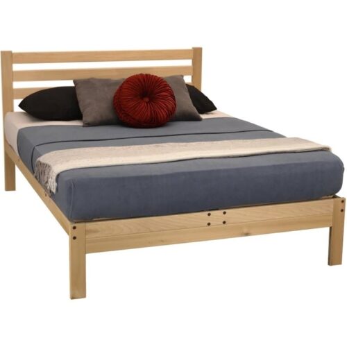 Full size Solid Wood Platform Bed Frame with Slatted Headboard – Made in USA
