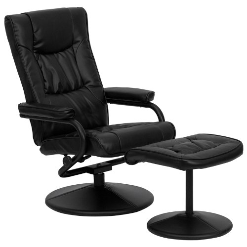 Black Faux Leather Recliner Chair with Swivel Seat and Ottoman Black Faux Leather Recliner Chair with Swivel Seat and Ottoman