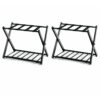 Set of 2 – Folding Black Metal Luggage Rack with Bottom Storage Shelf