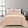 Full/Queen Soft Reversible Lightweight Quilt Set in Rose Blush Pink and Grey
