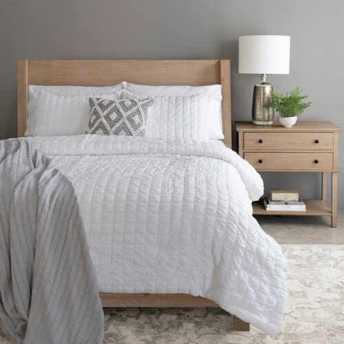 Full/Queen Crinkled Texture Microfiber 3 Piece Comforter Set White Full/Queen Crinkled Texture Microfiber 3 Piece Comforter Set White