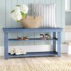 Blue Wood 2-Shelf Shoe Rack Storage Bench – 150 lbs. Weight Capacity