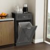 Odor Seal Trash Can Cabinet in Grey Finish – Accommodates 10-Gallon Trash Bin