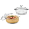 Set of 2 – 1-Quart Glass Dutch Oven Casserole Bakeware Baking Dishes with Lids