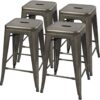 Set of 4 – 24-in. Indoor/Outdoor Backless Stacking Gunmetal Grey Metal Barstools