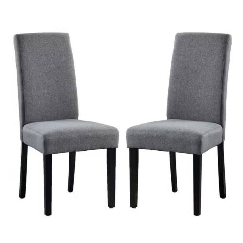 Set of 2 Modern Grey Fabric Upholstered Dining Chair with Black Wood Legs Set of 2 Modern Grey Fabric Upholstered Dining Chair with Black Wood Legs