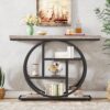 Modern 41-inch Wide Narrow Entryway Console Table with Grey Wood Finish Shelves